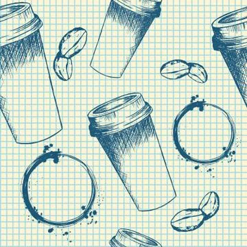 Take away coffee cup on notebook Pattern Stock Illustration