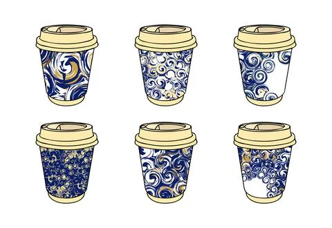 Take away coffee cups. Coffee to go graphics template Stock-Illustration