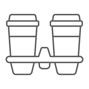 Take away coffee cups thin line icon, coffee Illustration