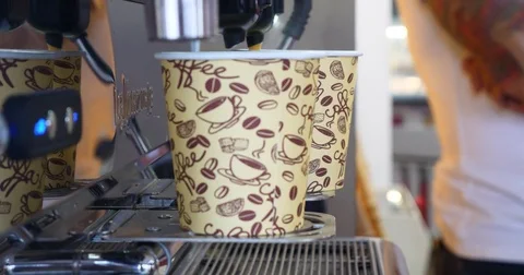 Take away coffee professional machine shop espresso cup fresh highest quality Stock Footage 83927886