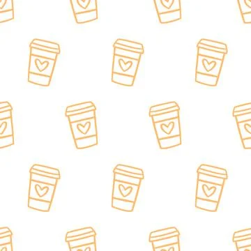 Take Away Coffee Seamless Pattern Background Stock Illustration
