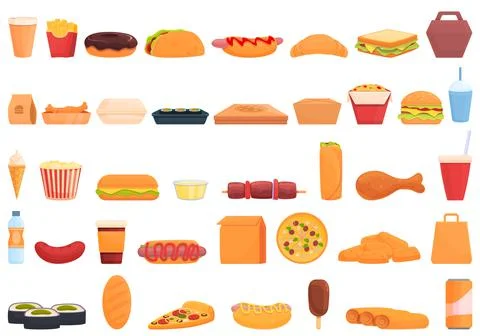 Take away food and drinks icon, cartoon style Ilustração Stock