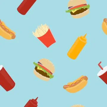 Take Away Food Seamless Pattern Stock Illustration