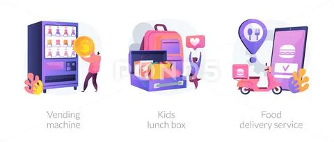 Take away lunch and snack abstract concept vector illustrations. Stock Illustrationen
