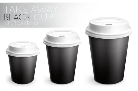 Take away paper cup black Stock Illustration