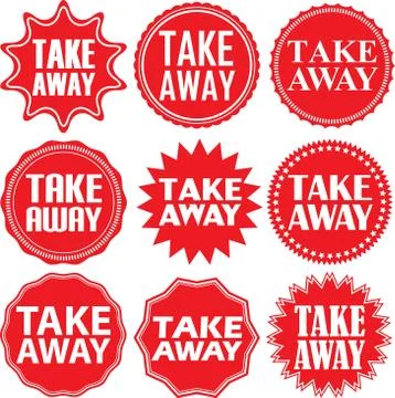 Take away red label. Take away red sign. Take away red banner. Vector illustr Stock Illustration
