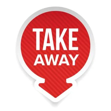 Take Away sign vector label arrow Stock Illustration