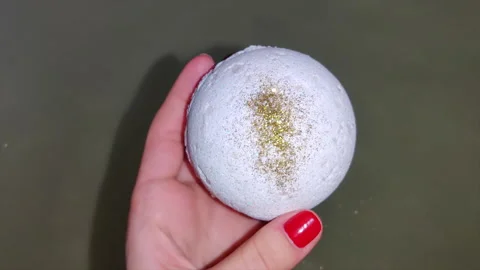 Take a bath with salt, a bath bomb. Stock Footage 150650955