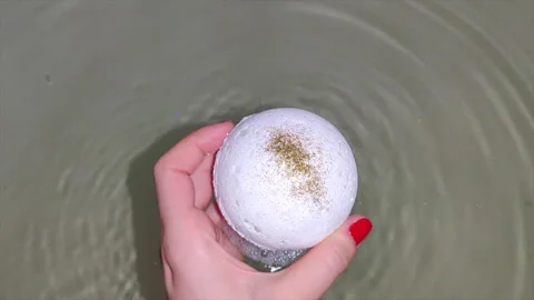 Take a bath with salt, a bath bomb. Stock Footage 150651045