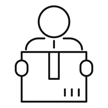 Take box relocation icon, outline style Stock Illustration