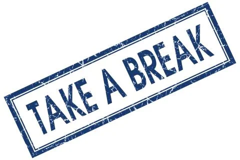 Take a break blue square stamp isolated on white background Illustrazione stock
