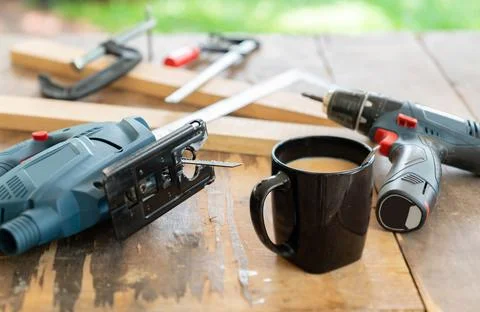 Take a break for the carpenter to work during the day. Foto stock