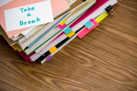 Take a Break; The Pile of Business Documents on the Desk Stock Photos