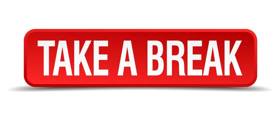 Take a break red 3d square button isolated on white Illustrazione stock