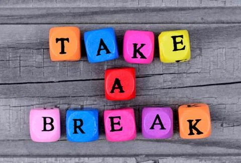 Take a break words on table Stock Photos