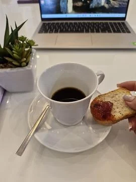 Take a break from work to have a coffee Foto stock
