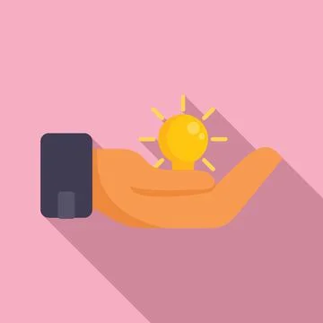 Take care of idea icon flat vector. Solution light Stock Illustration