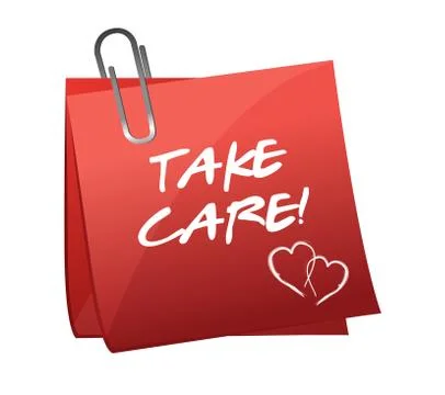 Take care message on a post it Stock Illustration