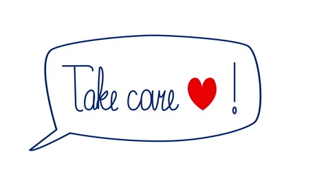 Take Care. self drawing question in a speech bubble on white background. 스톡 동영상 141196701