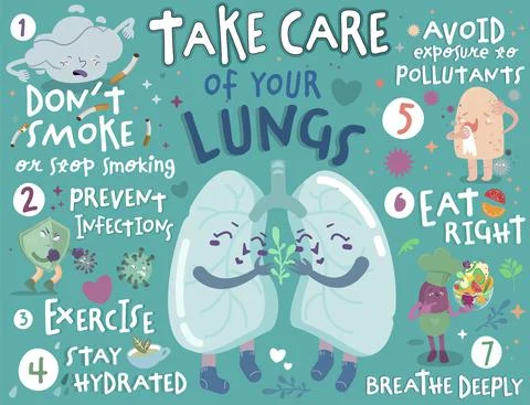 Take care of your lungs. Creative landscape poster in modern style. Stock Illustration