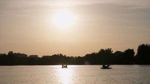 Take a catamaran ride at sunset Stock Footage 255907580