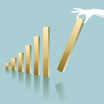 Take the chart with your finger. Isolated on blue background. Stock Illustration