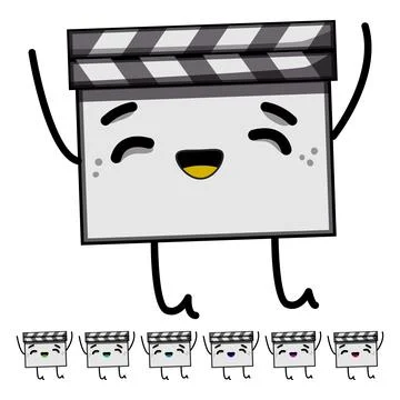 Take clapper board character cartoon vector graphic Stock Illustration