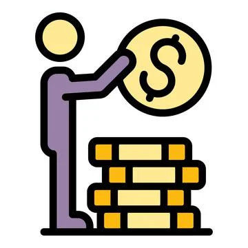 Take coin stack icon color outline vector Stock Illustration