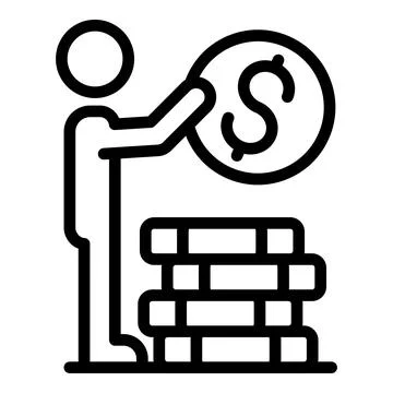 Take coin stack icon, outline style Stock Illustration