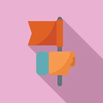 Take coping skills flag icon flat vector. Work attitude Stock Illustration