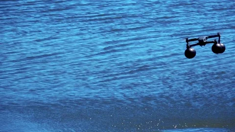 Take-off of the drone from the water Video stock 76164249