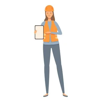 Take engineer plan icon cartoon vector. Woman work Stock Illustration