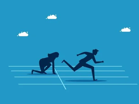 Take off first. man starts running ahead of competitors Stock Illustration