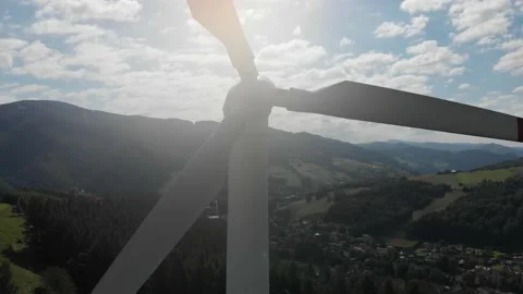 Take off in front of wind turbine Stock Footage 140069828