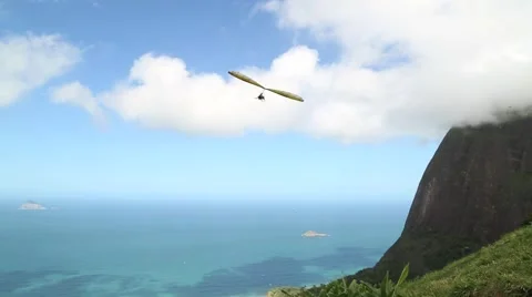 Take off hang gliding above Rio de Janeiro Brasil Stock Footage 50758908