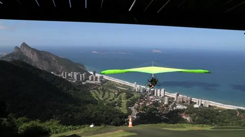Take off hang gliding in Rio de Janeiro Brasil Stock Footage 50757897