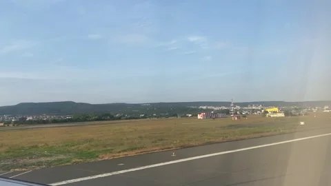 Take off from inside of plane 4k Stock Footage 244854845