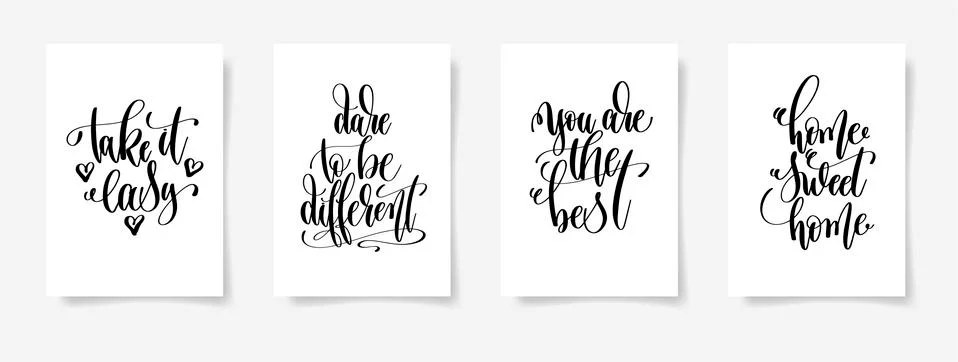 Take it easy, dare to be different, you are the best, home sweet Stock Illustration