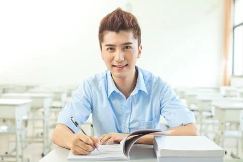 Take it. Oriental Look at the camera. The Blue Man of the Year Horizontal frame Stock Photos