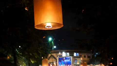 Take-off a lantern in chiang mai Stock Footage 100352645