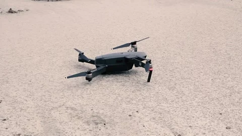 Take-off of a large gray drone above the ground High quality FullHD video Stock Footage 134861278