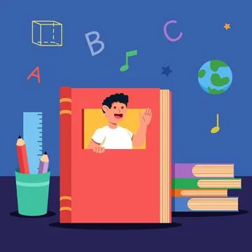 Take A Look From Window Book Stock Illustration