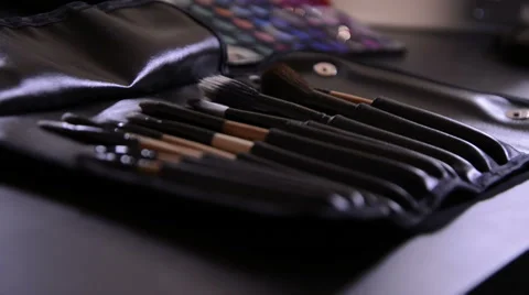 Take makeup brushes Video stock 58613862