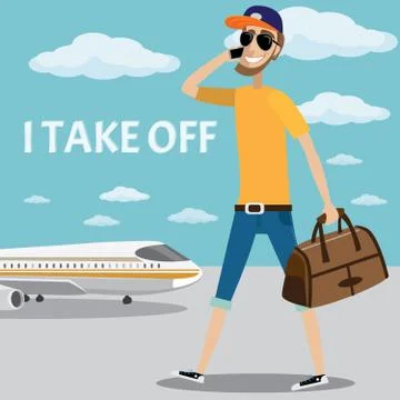 Take off with a man Stock Illustration