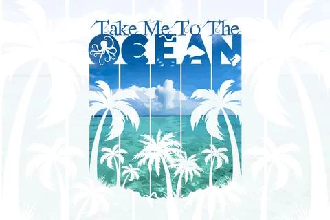 Take me to the ocean wave t shirt design Stock Illustration