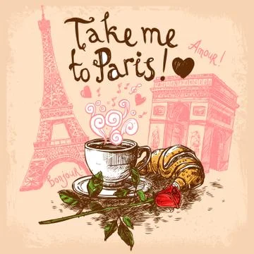 Take me to paris concept Illustrazione stock