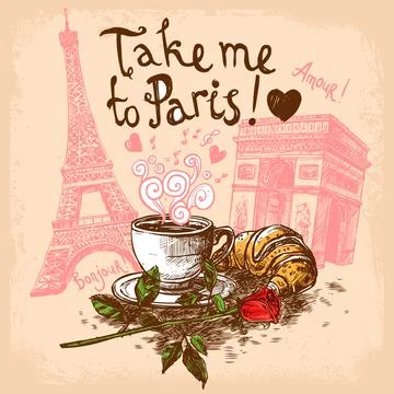 Take me to paris concept Illustrazione stock