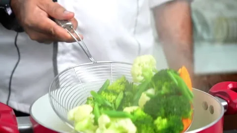 Take Mix Vegetables from Pot Video stock 286865322