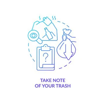Take note of your trash blue gradient concept icon 스톡 일러스트