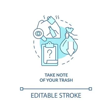 Take note of your trash turquoise concept icon 스톡 일러스트